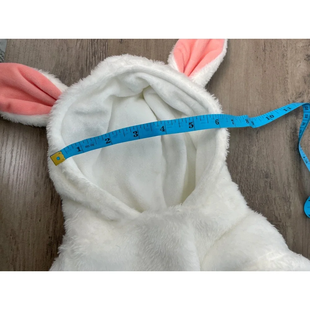White Plush Bunny Dog Pet Costume Hoodie Hooded Outfit With Ears And Tail Size S